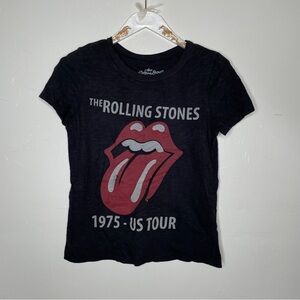 THE ROLLING STONES LIPS LOGO BLACK T SHIRT SZ S/M
